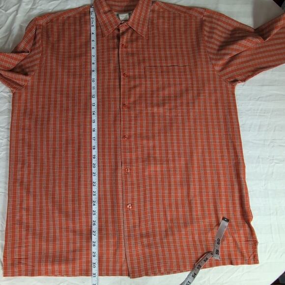 HABAND Men's Button Up Shirt Red Tartan Plaid Long Sleeve Western Classic Large - Picture 8 of 11